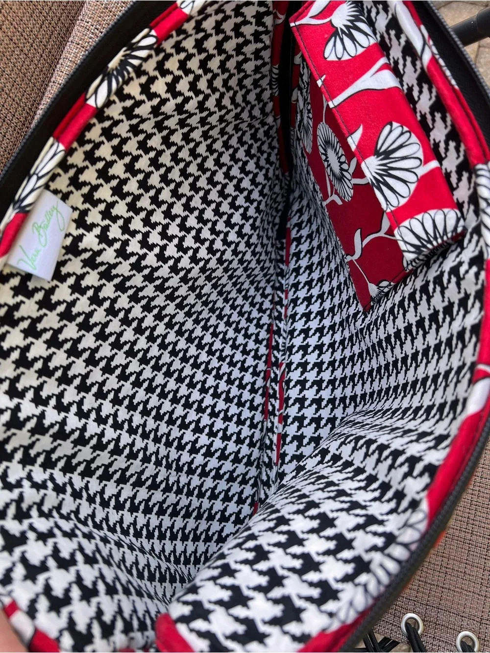 Quilted Floral Laptop Bag in Red and Cream